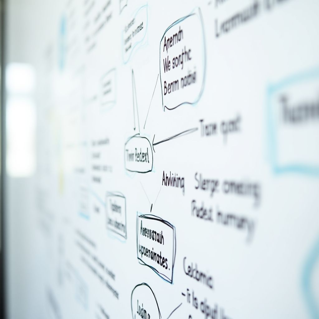 Pizarra con ideas y estrategias de contenido